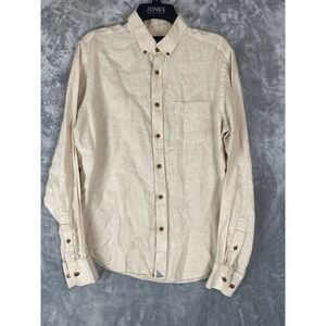 UNTUCKit Men's 100% Linen Tan Brown Casual Button Down Shirt Men's Size Medium